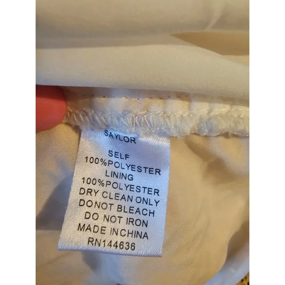 Saylor yellow white crochet summer floral mini dress sz XS